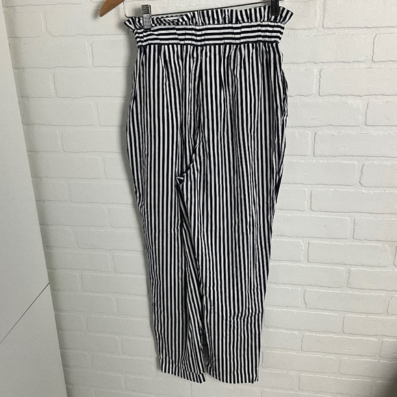 Zara Women’s Trouser pants Navy/White Stripes pockets Coastal Nautical XS - Picture 11 of 15